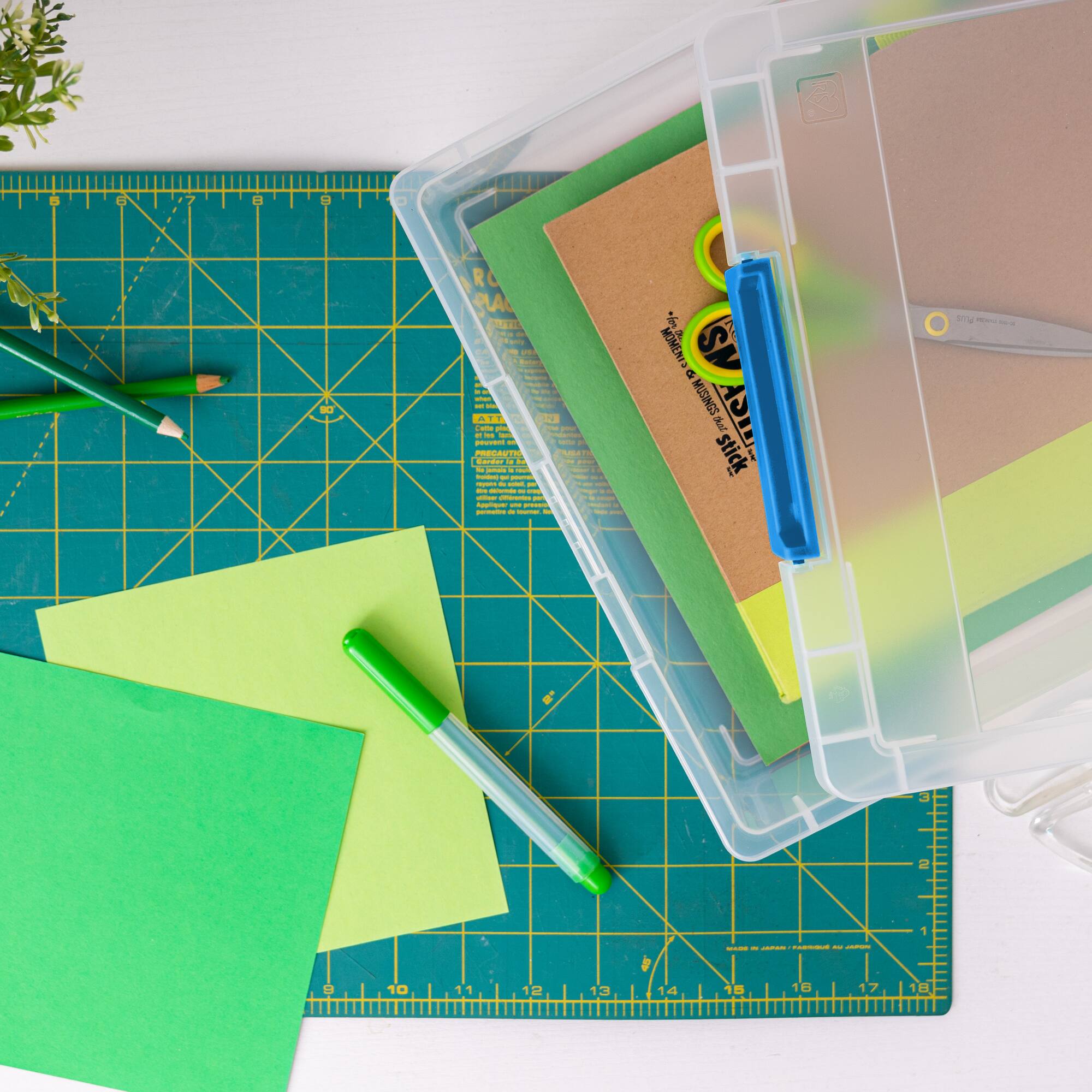 Iris® 5.5qt. Clear Clip Boxes with Lids & Blue Latches, 4ct.